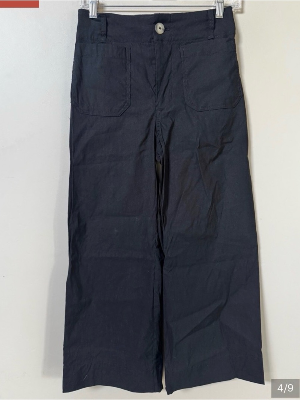Maeve Anthropologie Colette Cropped Wide-Leg Pants in Black Size 28P